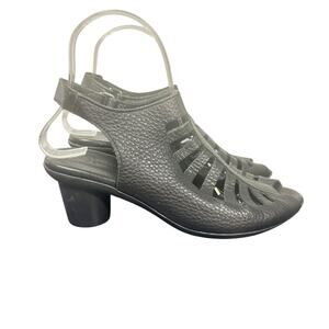 Arche Women's Black Leather Strappy Sandals 38(EU) 7 US Open Toe Slingback Heels